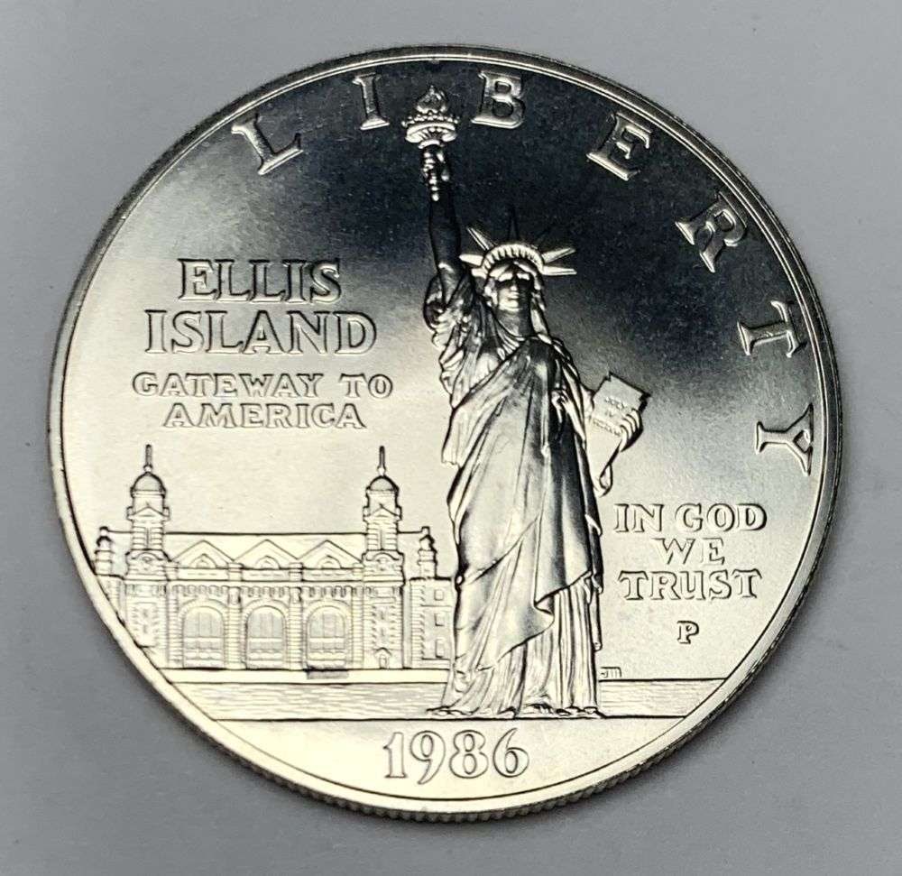 1986-P Statue Of Liberty Ellis Island Commemorative Silver Dollar: Winner shall receive the exact coin shown here. (MR/B)