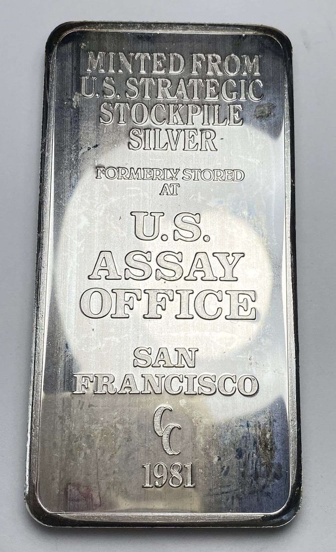 1981-CC U.S. Assay Office San Francisco 10 ozt .999 Silver Bar: Winner shall receive the exact bar shown here. (RR)