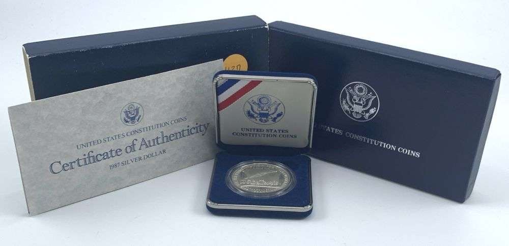 1987-S United States Constitution Commemorative Proof Silver Dollar OGP: Winner shall receive the exact coin shown here. (MR/EB)