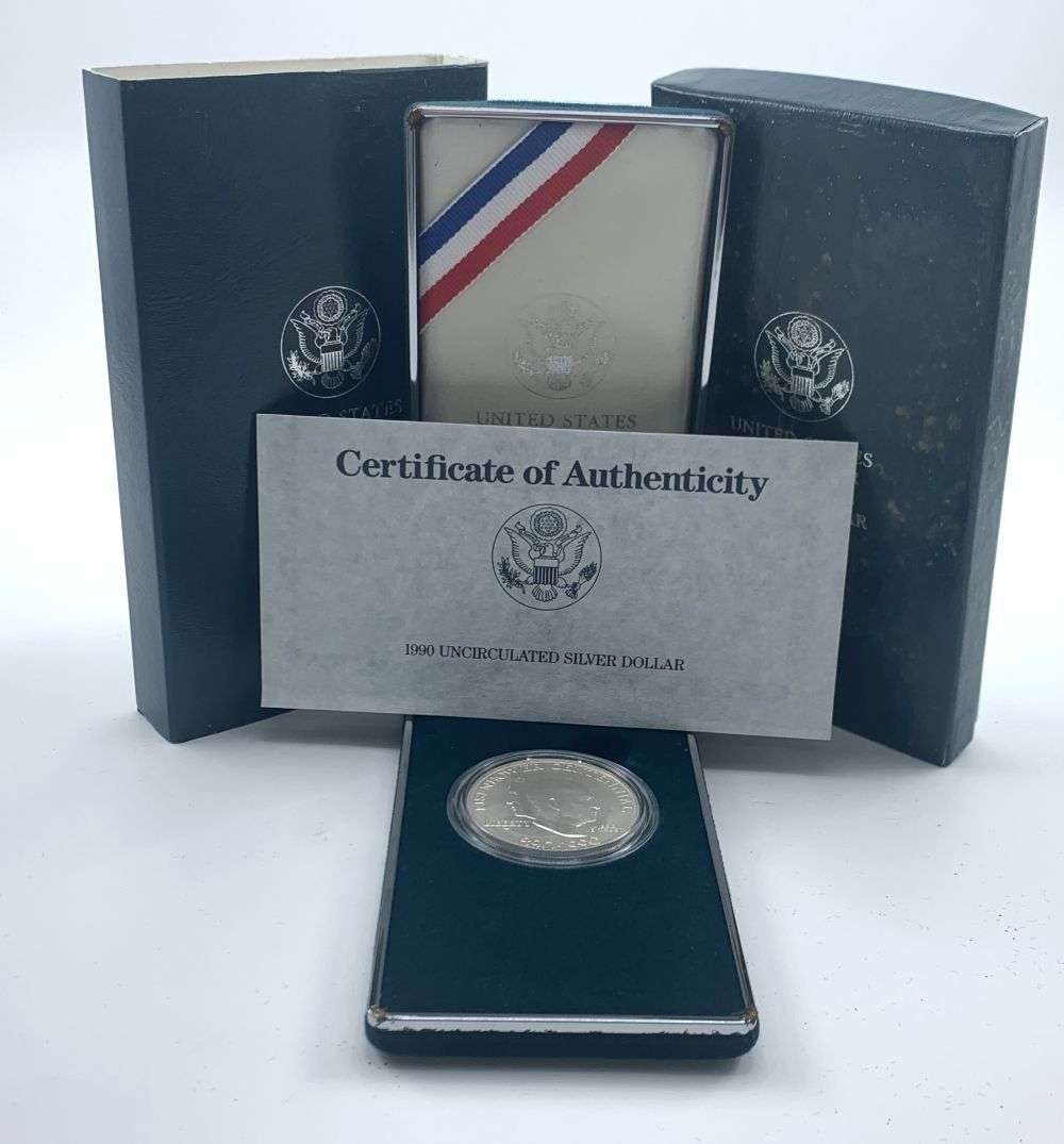 1990-W U.S. Eisenhower Centennial Commemorative Silver Dollar OGP (1 of 4)