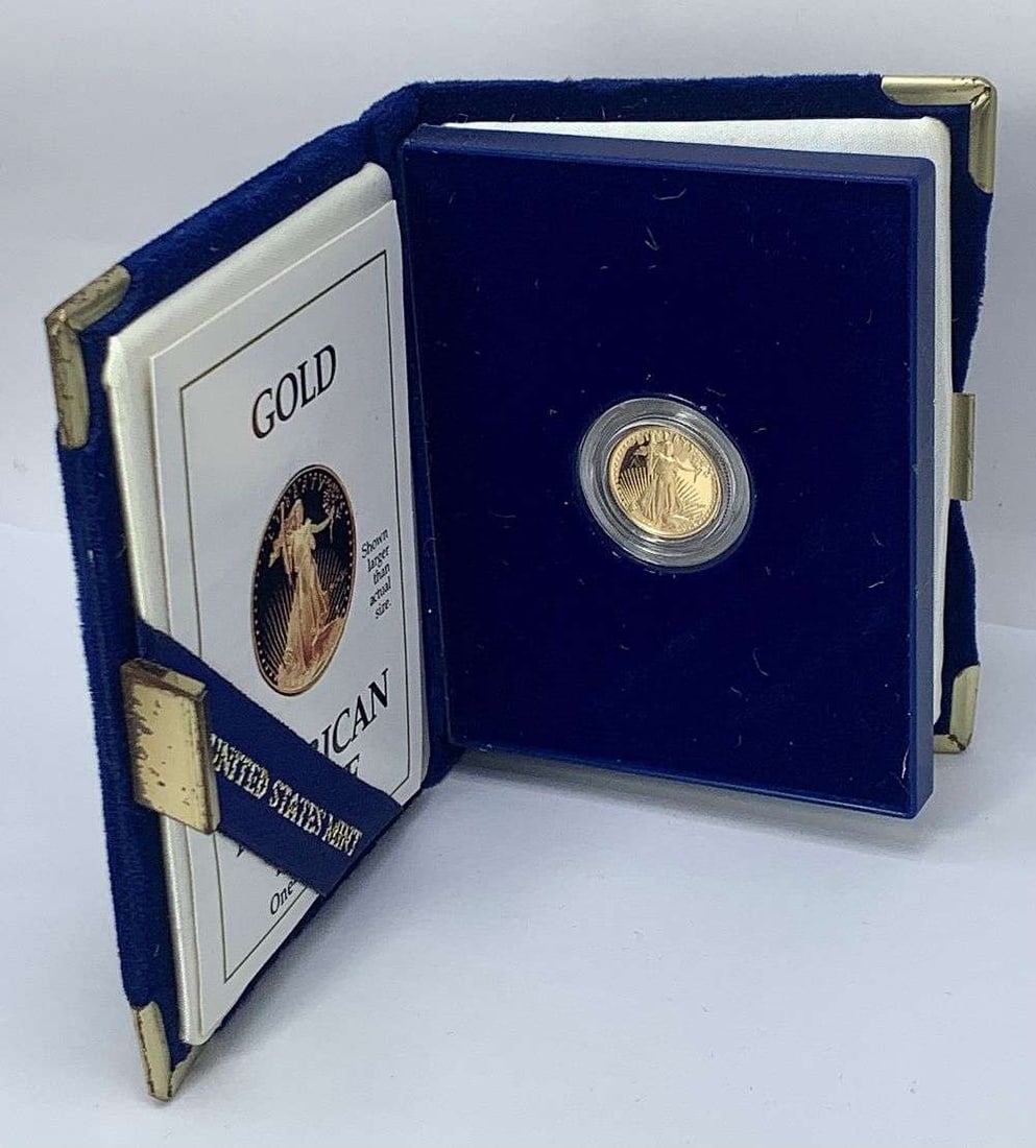 Roman Numeral 1990-P American $5 Gold Eagle 1/10 ozt Proof OGP: Winner shall receive the exact coin shown here. (MK/B)