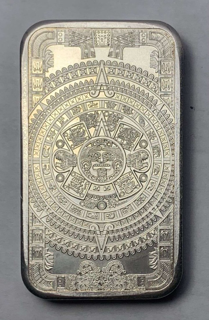 Last Minute! Cuauhtemoc .999 Silver 5 ozt Bar: Winner shall receive the exact bar shown here. (MK/B)