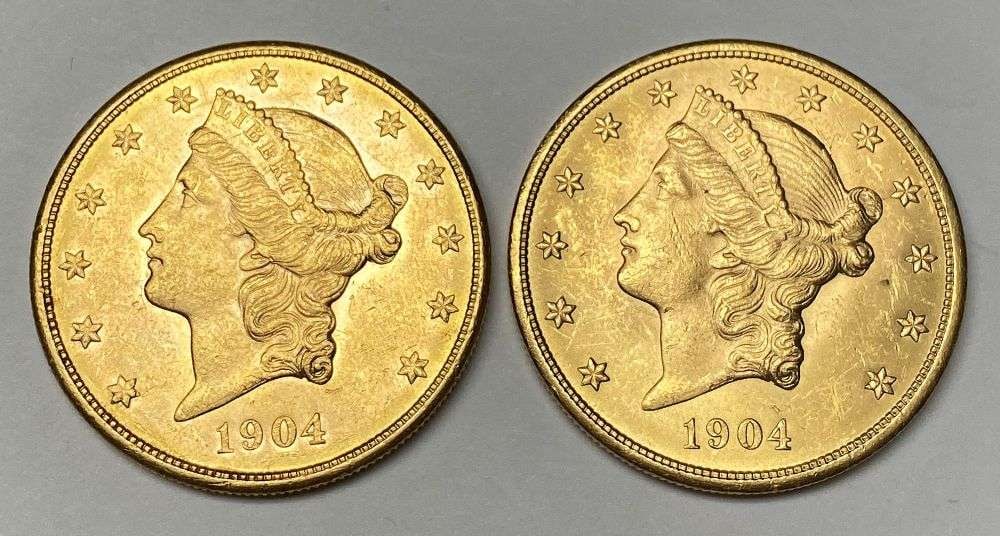 Last Minute! (2) 1904 Gold $20 Liberty Head Average MS63 (1 of 4)