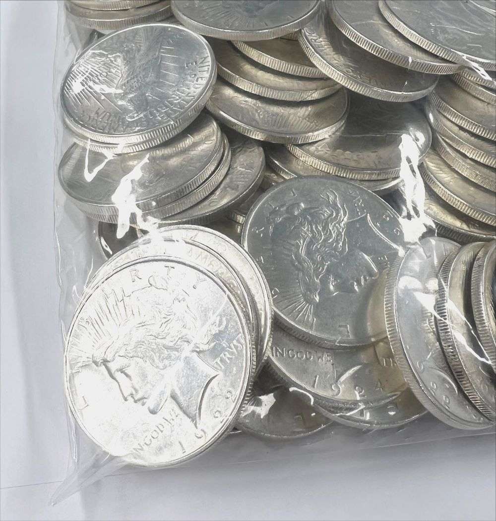 (100) Almost Mint Peace Silver Dollars - 5