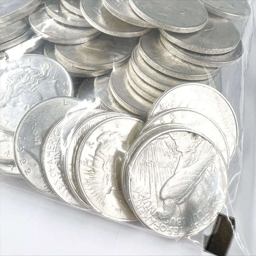 (100) Almost Mint Peace Silver Dollars - 2