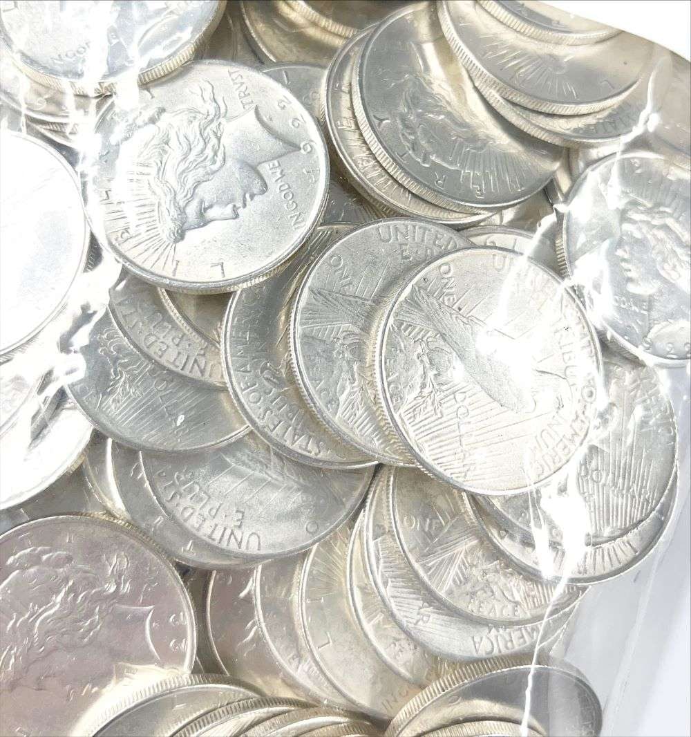 (100) Almost Mint Peace Silver Dollars - 3