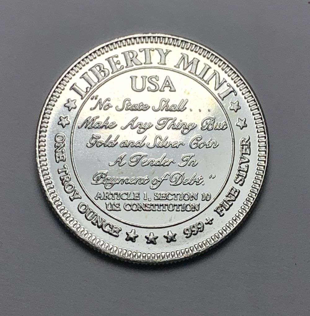 1985 Liberty Mint Statue of Liberty .999 Silver 1 ozt: Winner shall receive the exact coin shown here. (MK/B)