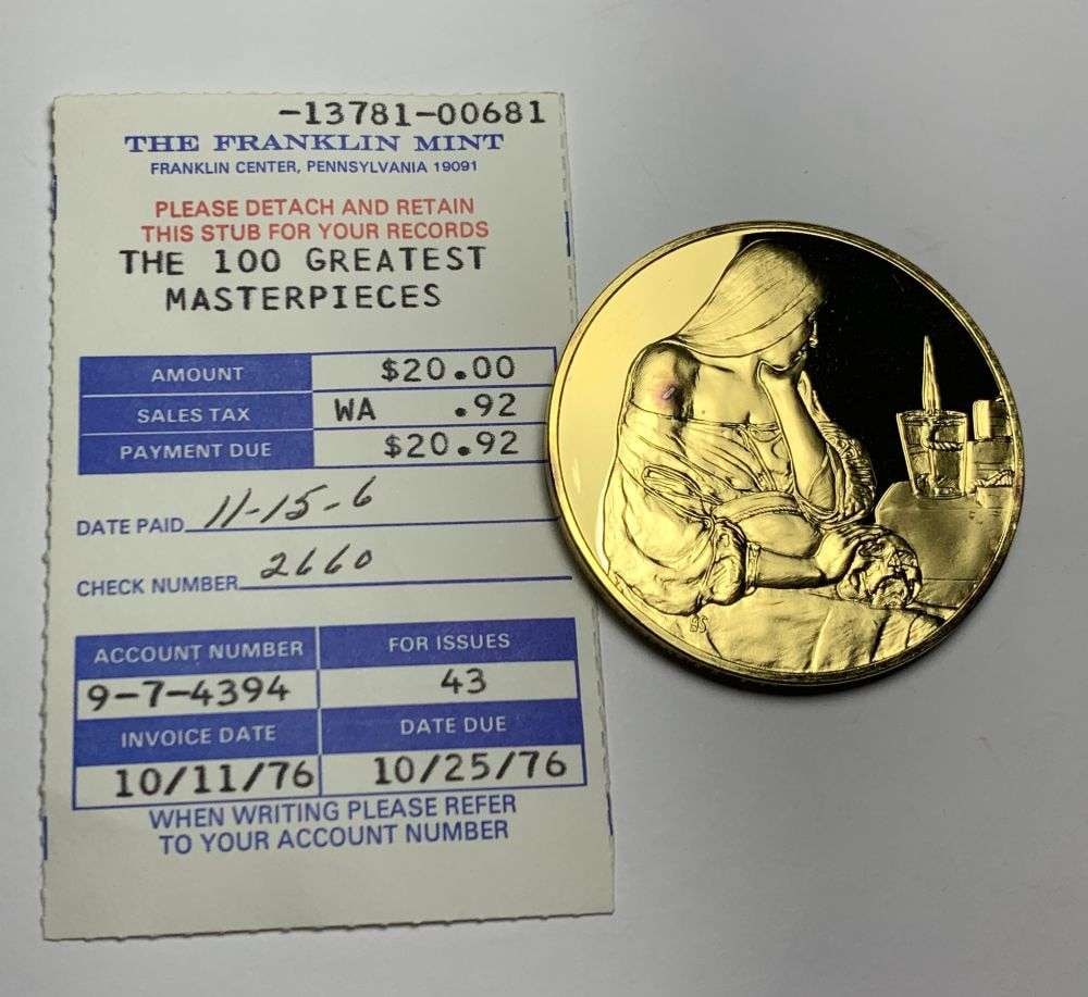 Vintage Mary Magdalene With A Night Light c.1680-1635 24k Gold Over Sterling Silver 2.175 ozt: Winner shall receive the exact coin shown here. (MR/RB)