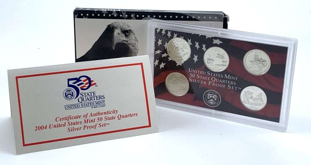 2004 United States Mint State Quarter Silver Proof Set (5-coins): Winner shall receive the exact set (5-coins) shown here. (MK/RL)
