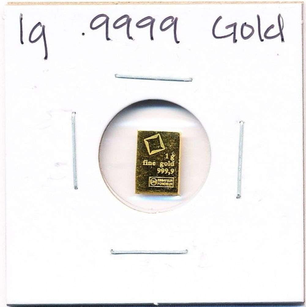 Valcambi 1g .9999 Gold Bar: Winner shall receive the exact bar shown here. (MR/LBB)