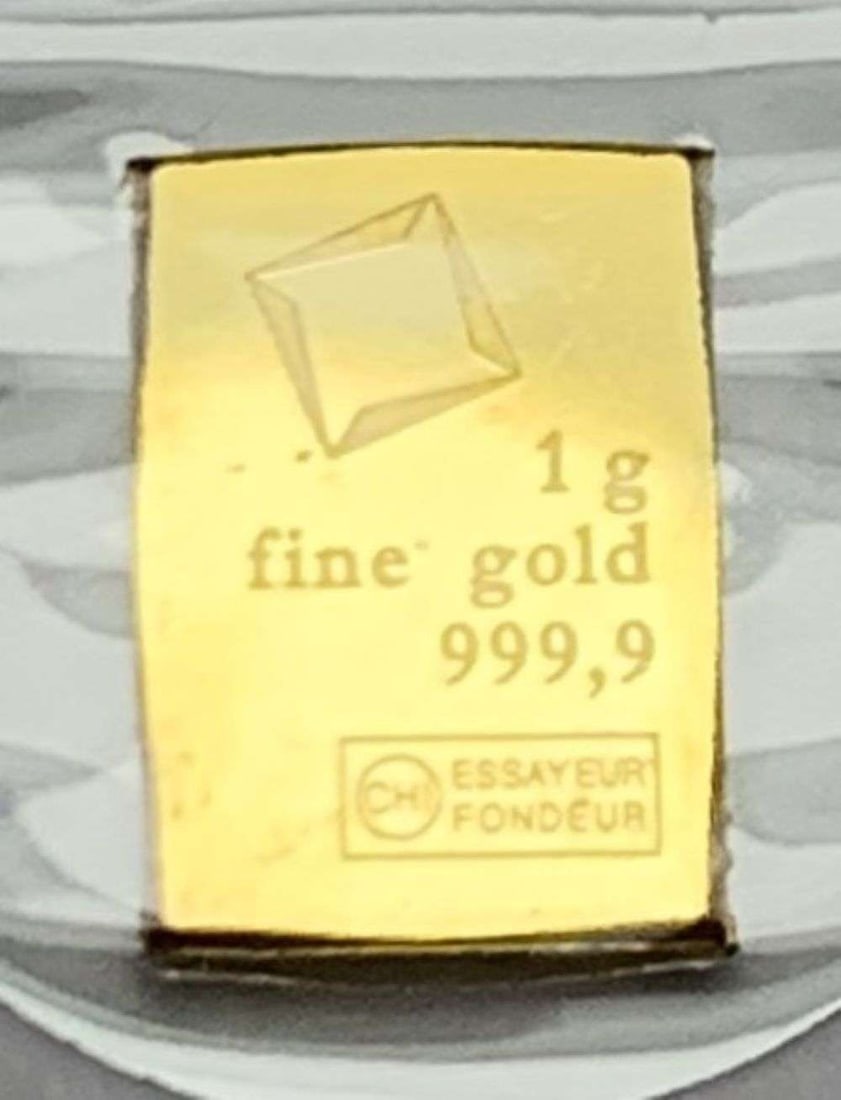Valcambi 1g .9999 Gold Bar: Winner shall receive the exact bar shown here. (MR/LBB)