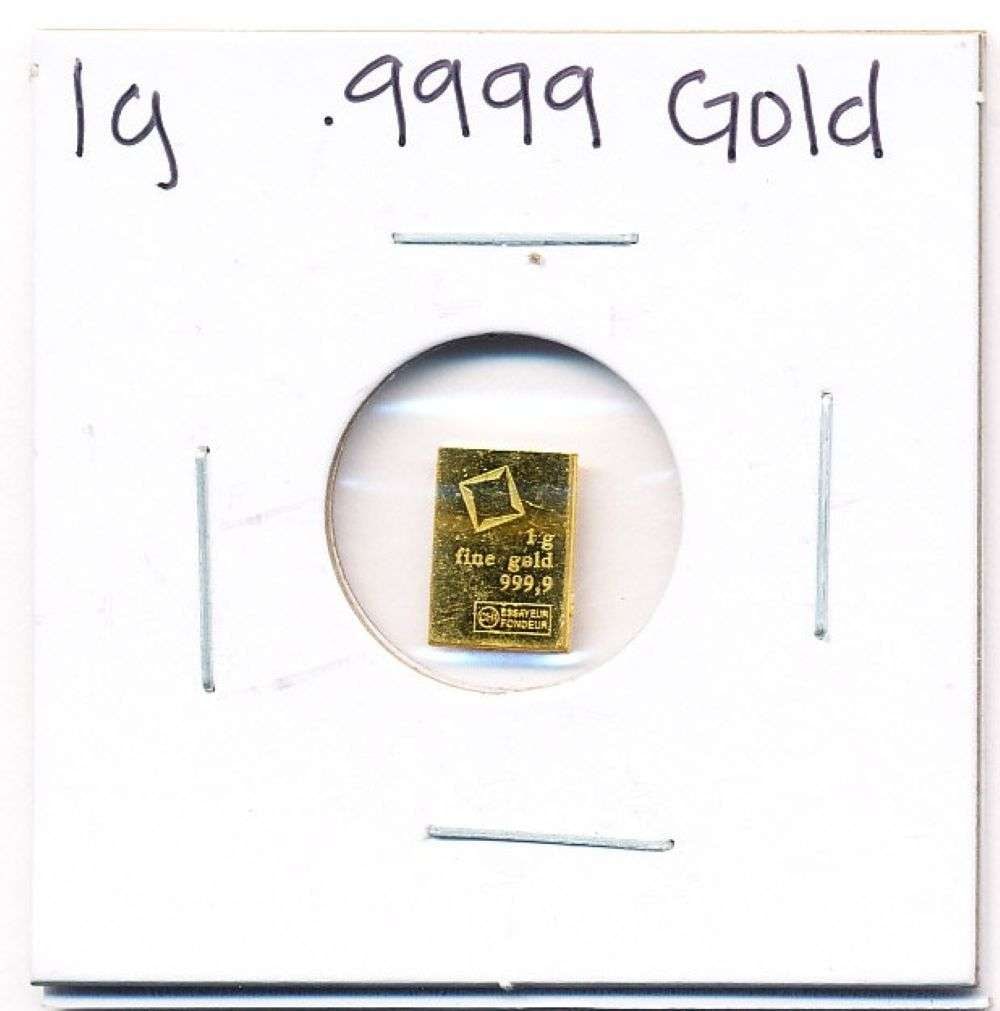 Valcambi 1g .9999 Gold Bar: Winner shall receive the exact bar shown here. (MR/LBB)