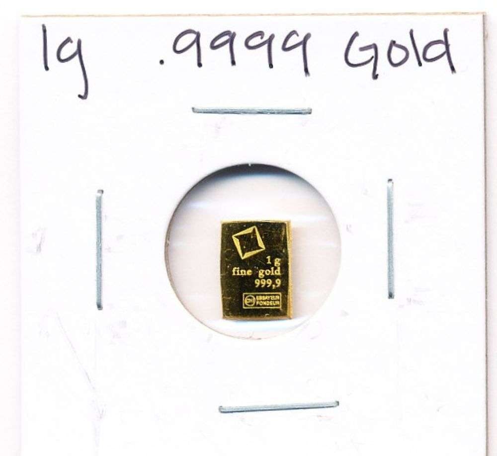 Valcambi 1g .9999 Gold Bar: Winner shall receive the exact bar shown here. (MR/LBB)