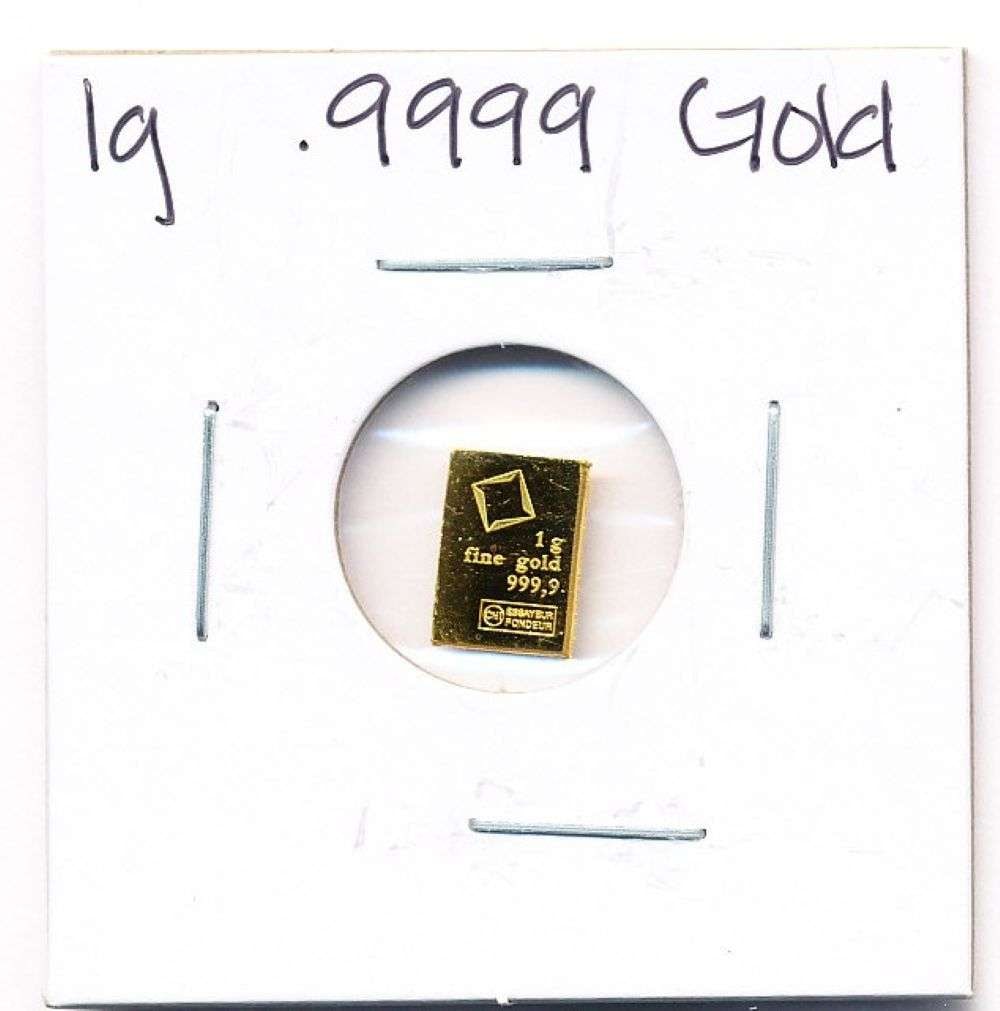 Valcambi 1g .9999 Gold Bar: Winner shall receive the exact bar shown here. (MR/LBB)
