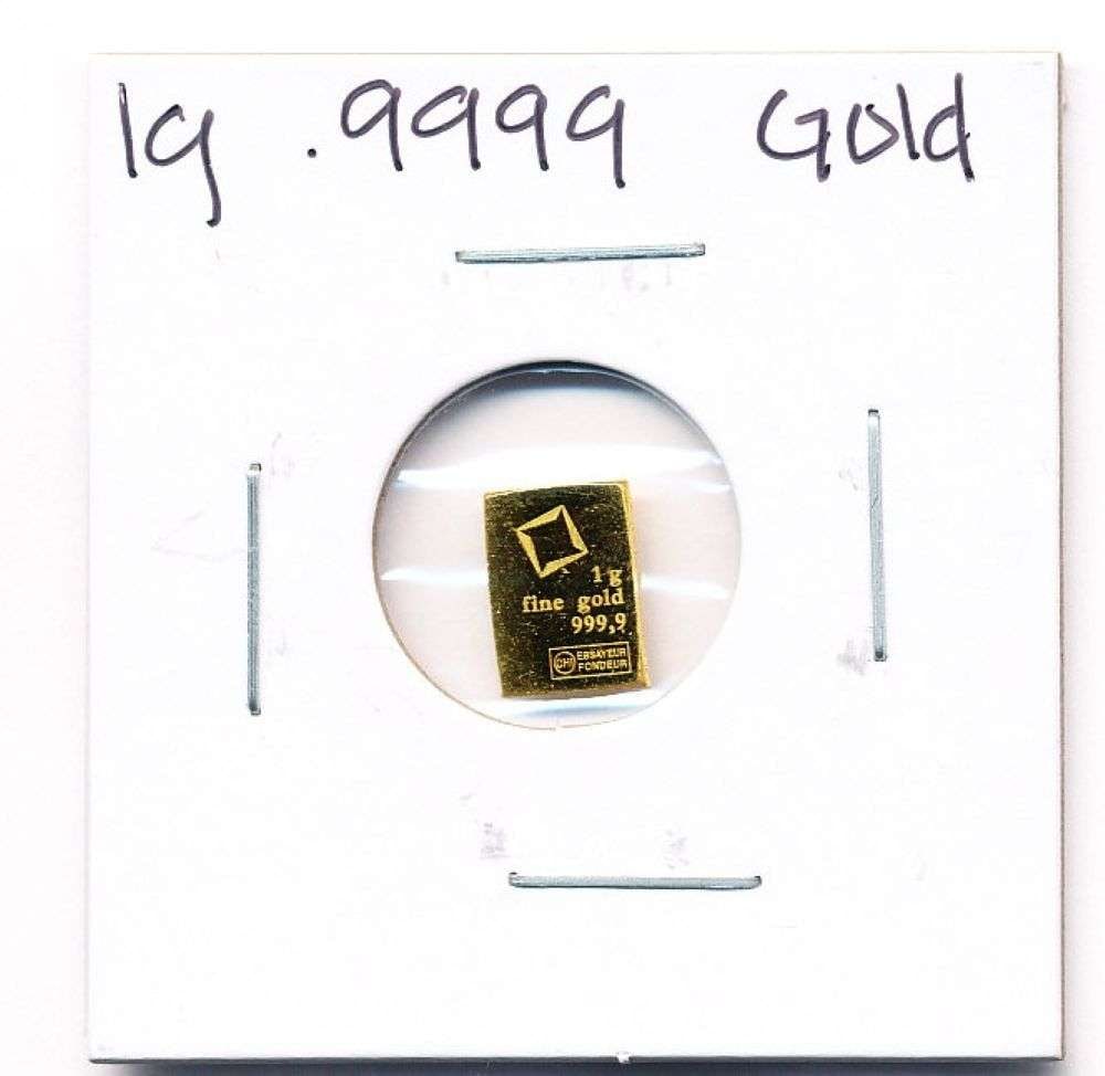 Valcambi 1g .9999 Gold Bar: Winner shall receive the exact bar shown here. (MR/LBB)