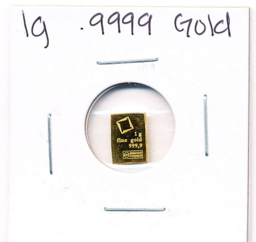 Valcambi 1g .9999 Gold Bar: Winner shall receive the exact bar shown here. (MR/LBB)