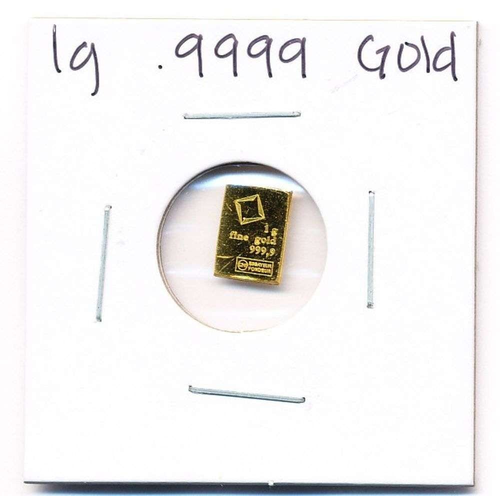 Valcambi 1g .9999 Gold Bar: Winner shall receive the exact bar shown here. (MR/LBB)