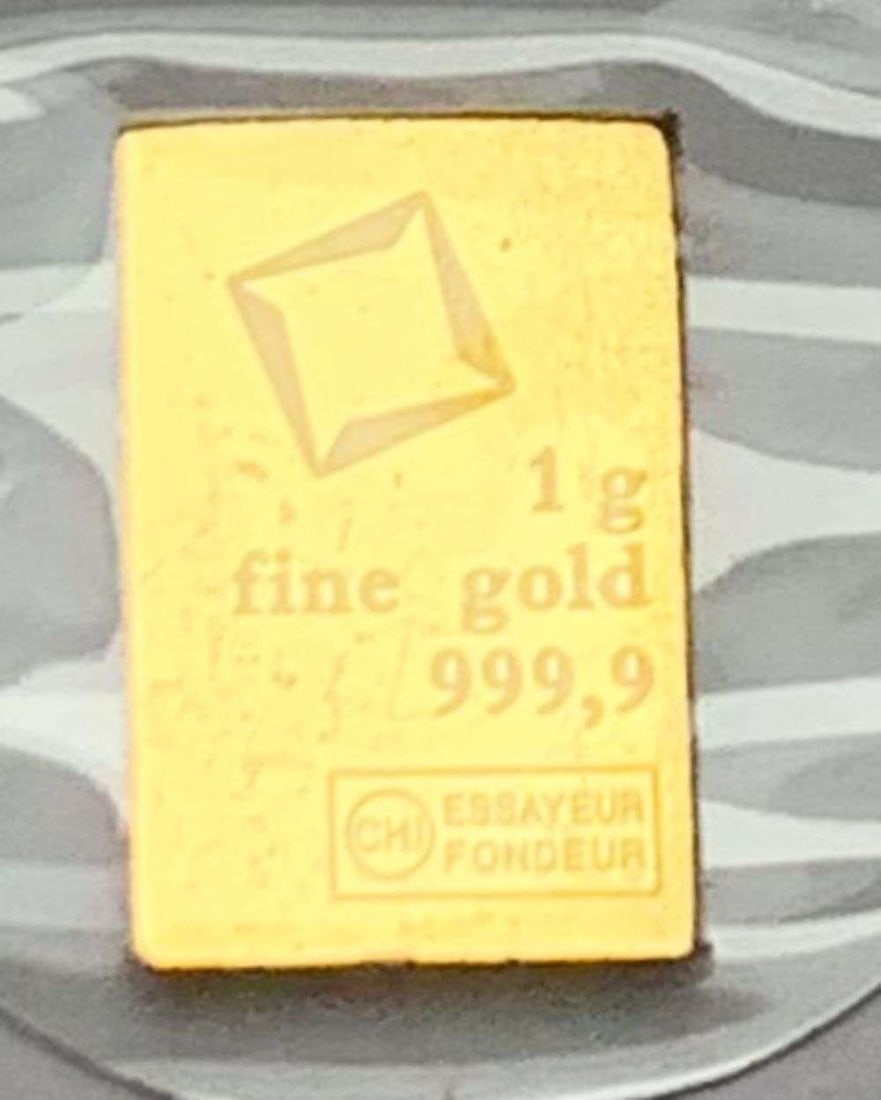 Valcambi 1g .9999 Gold Bar: Winner shall receive the exact bar shown here. (MR/LBB)