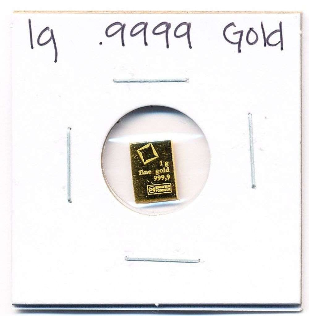 Valcambi 1g .9999 Gold Bar: Winner shall receive the exact bar shown here. (MR/LBB)