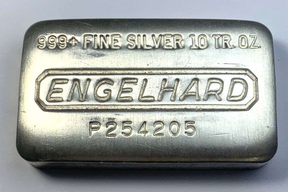 Vintage Engelhard .999 Silver 10 ozt Bar: Winner shall receive the exact bar shown here. (MK/B)