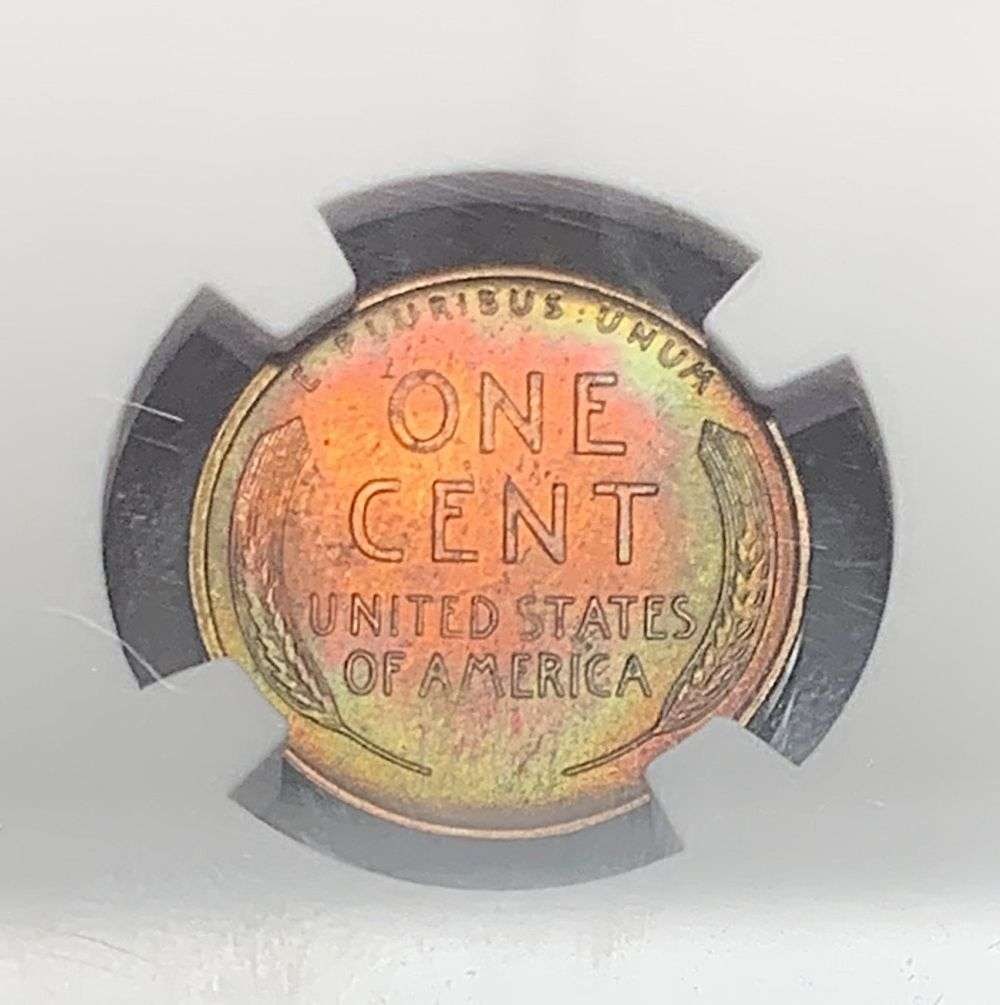 Toned 1948-S Lincoln Cent NGC MS64 RB: Winner shall receive the exact coin shown here. (MK/B)