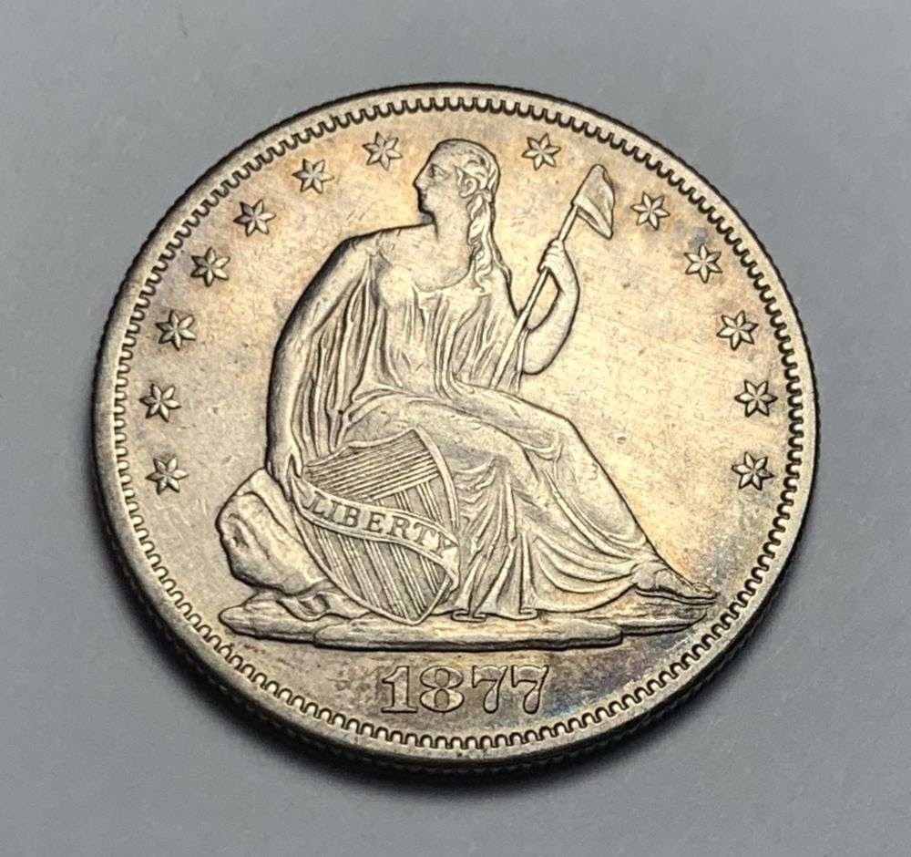 1877-S Seated Liberty Silver Half Dollar AU58 (1 of 2)