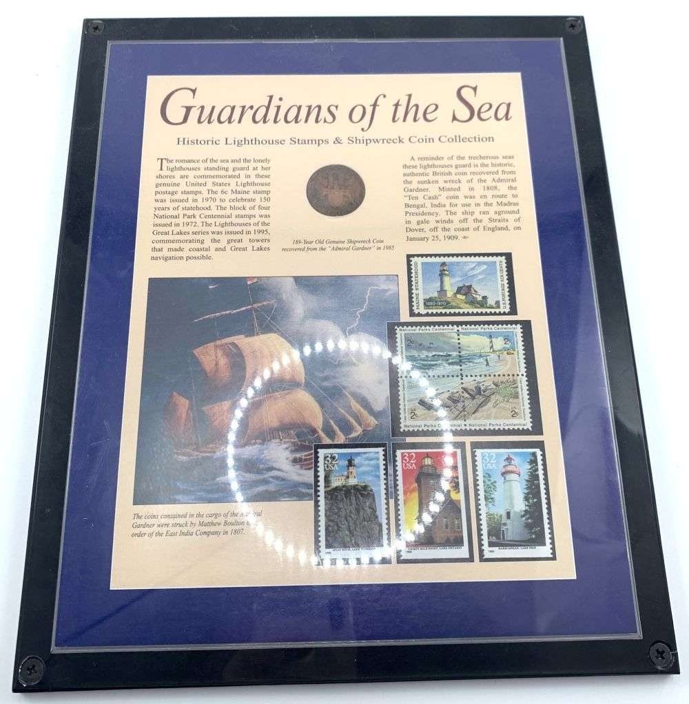 1808 Guardians of the Sea Historic Stamps & Coin Collection: Winner shall receive the exact item shown here. (MR/B)