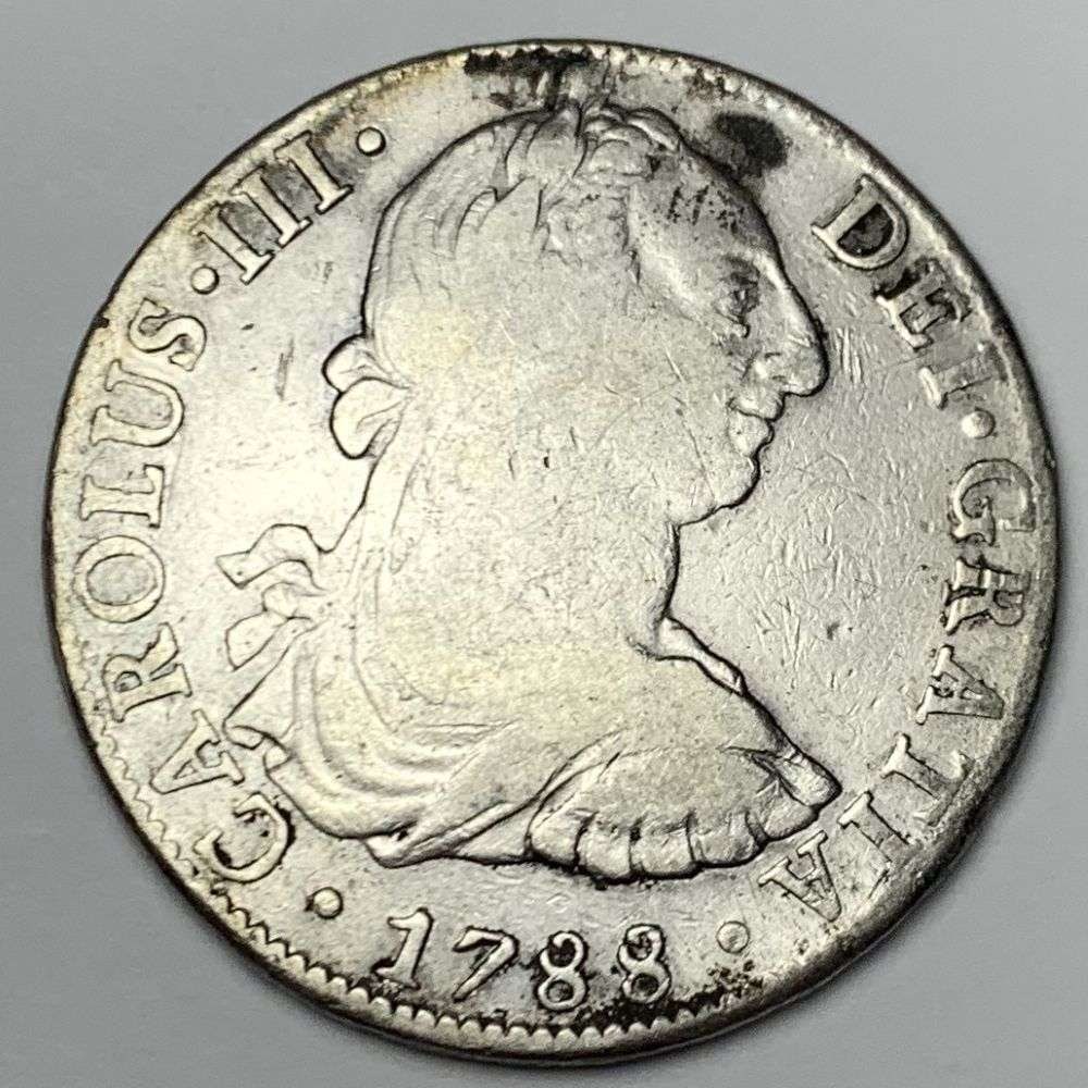 Original 1788-MO Mexico Silver 8 Reales Fine Details Minted in Mexico City: Winner shall receive the exact coin shown here. (MR/B)