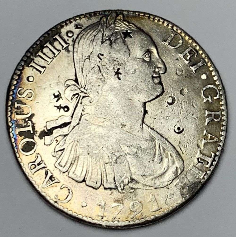 Original 1791-MO Mexico Silver 8 Reales W/ Chopmarks XF Details Minted in Mexico City (1 of 2)