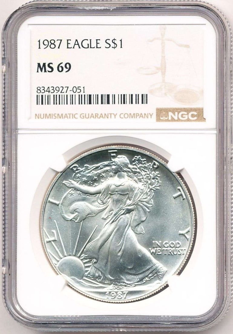 1987 American Silver Eagle NGC MS69 (1 of 4)