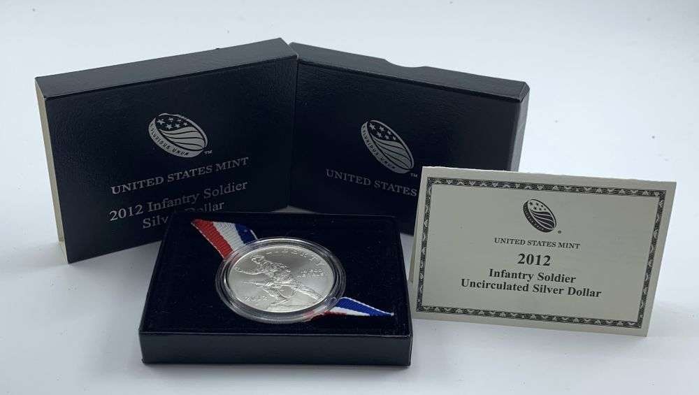 2012-W Infantry Soldier Commemorative Silver Dollar OGP: Winner shall receive the exact coin shown here. (MR/B)