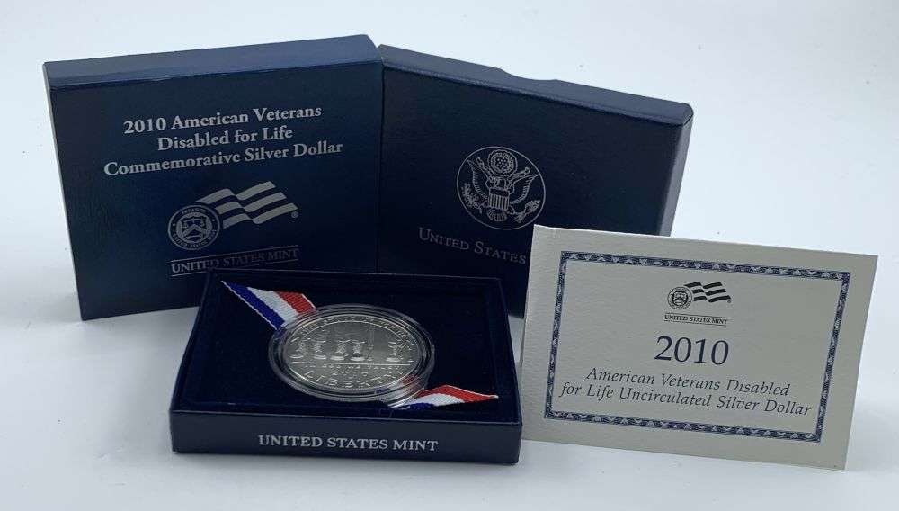2010-W American Veterans Disabled For Life Commemorative Silver Dollar OGP: Winner shall receive the exact coin shown here. (MR/RB)