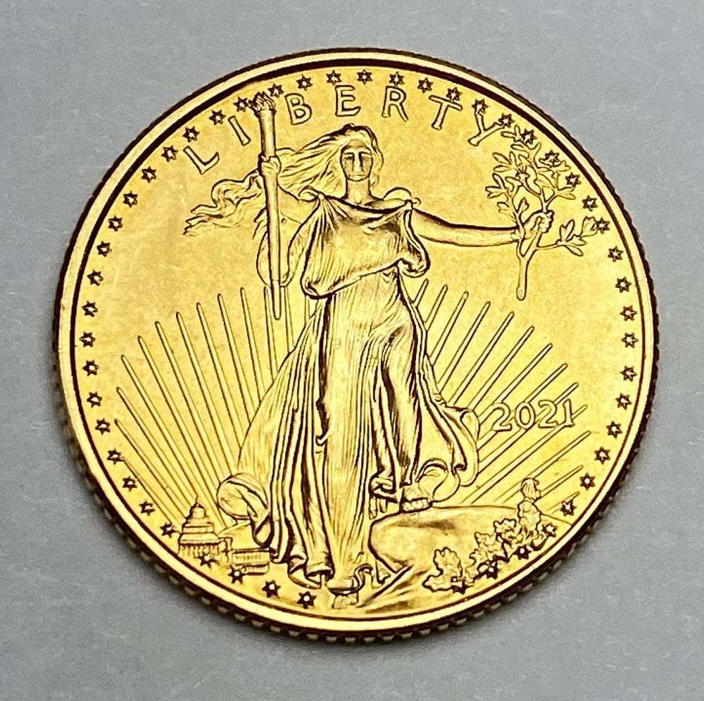 2021 American $5 Gold Eagle 1/10 ozt: Winner shall receive the exact coin shown here. (RR/PEO)