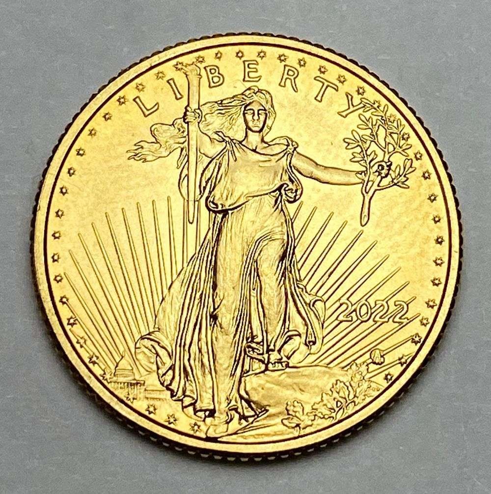 2022 American $5 Gold Eagle 1/10 ozt: Winner shall receive the exact coin shown here. (RR/PEO)