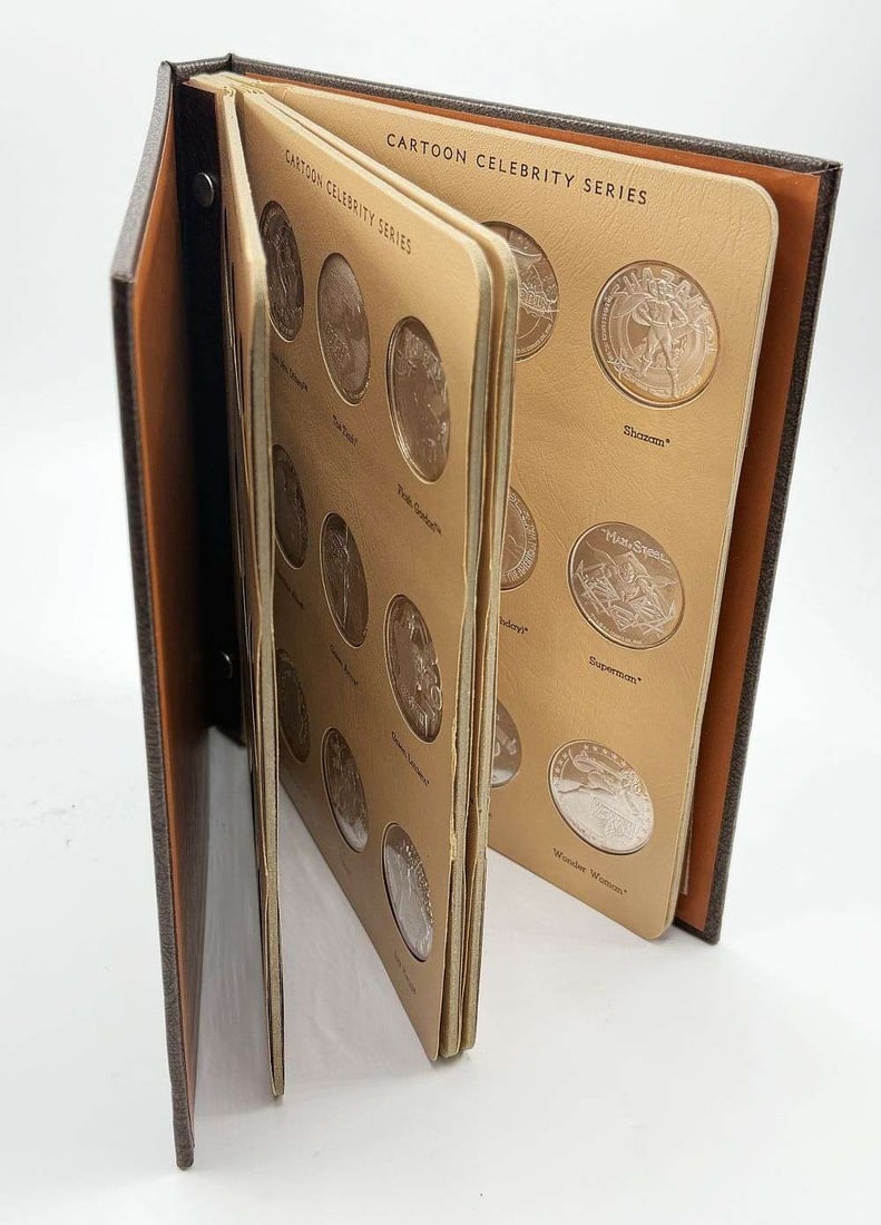 Cartoon Celebrity Series 1 ozt Proof .999 Silver Album (36-coins): Some of these coin rounds are exceptionally rare, and we know that the superman specifically has once sold on EBay for $200. Winner shall receive the exact book album (36-coins) here. (MK/EBBB)
