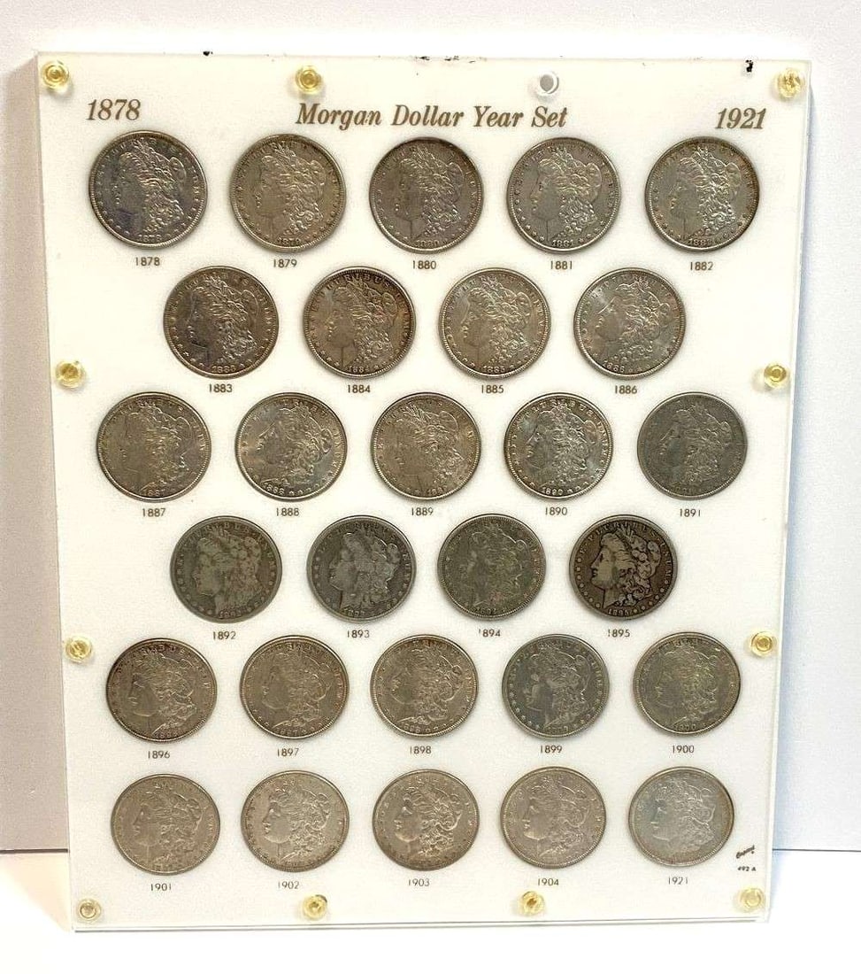 Complete 1878-1921 Morgan Silver Dollar Museum Quality Collection (28-coins): Our consignor is a weekend coin dealer who owns a few businesses around the state of Washington. The owner of the Miracle of America Museum sold their entire numismatic holding to Phil recently when t