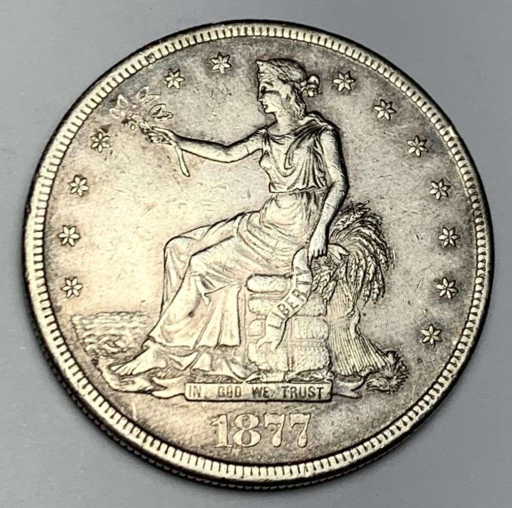 1877-S Trade Silver Dollar AU55: Winner shall receive the exact coin shown here. (MR/PFR)