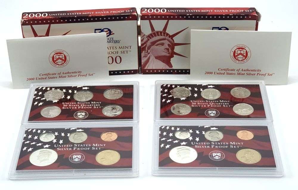 (2) 2000-S United States Mint Silver Proof Set (20-coins): This lot consists of $3.70 silver face value. Winner shall receive the exact (2) sets (20-coins) shown here. (MK/PB)