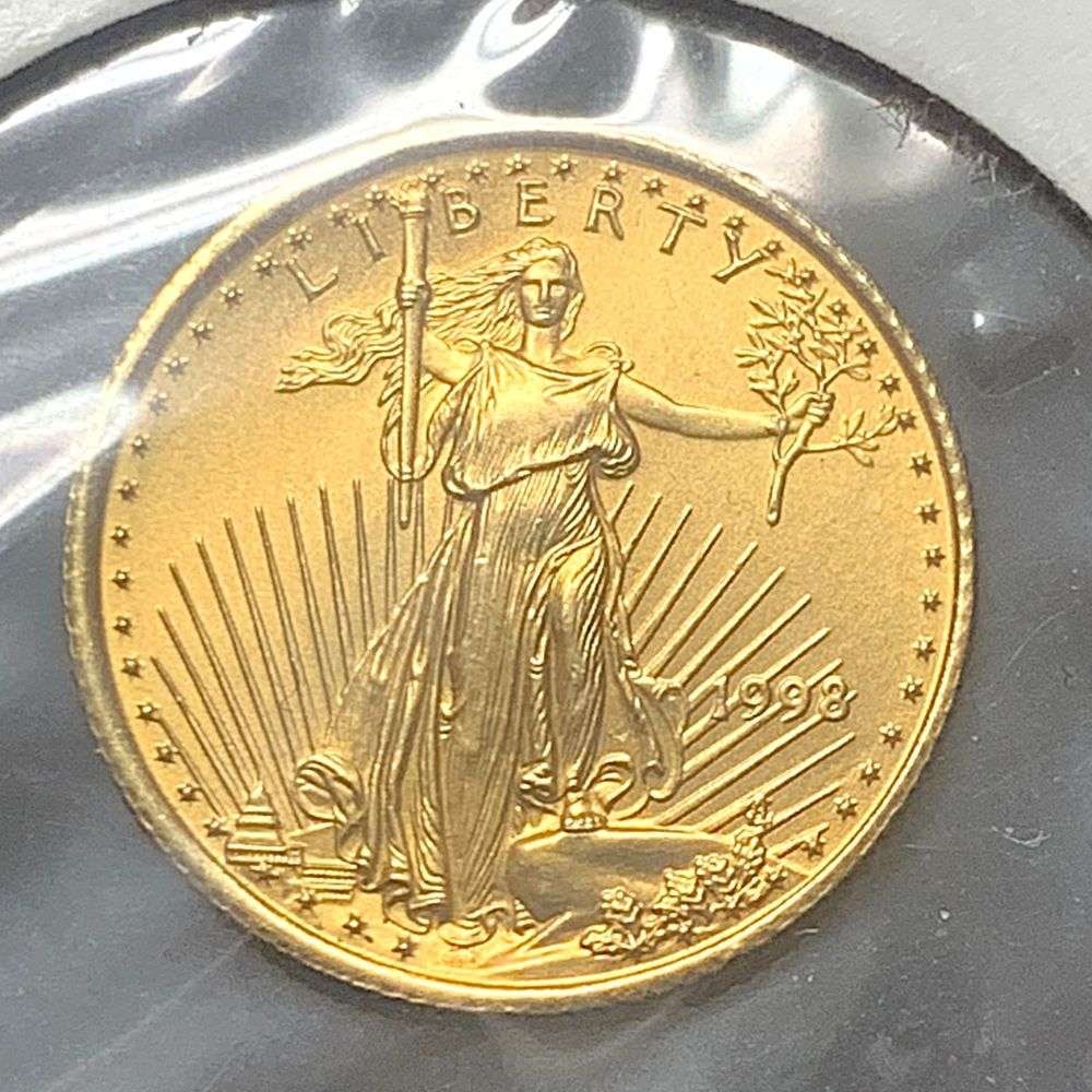 Last Minute! 1998 American $5 Gold Eagle 1/10 ozt Gold: Winner shall receive the exact coin shown here. (MK/TVC=PTB)