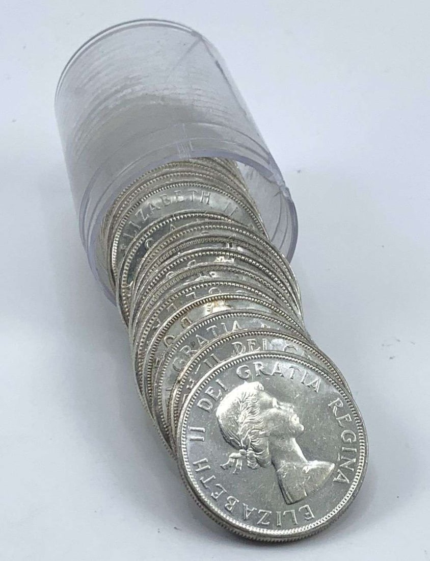 Last Minute! Roll (20-coins) Uncicrulated Mixed Year Canada 80% Silver Dollars: Winner shall receive the exact roll (20-coins) shown here. (MK/PLP)