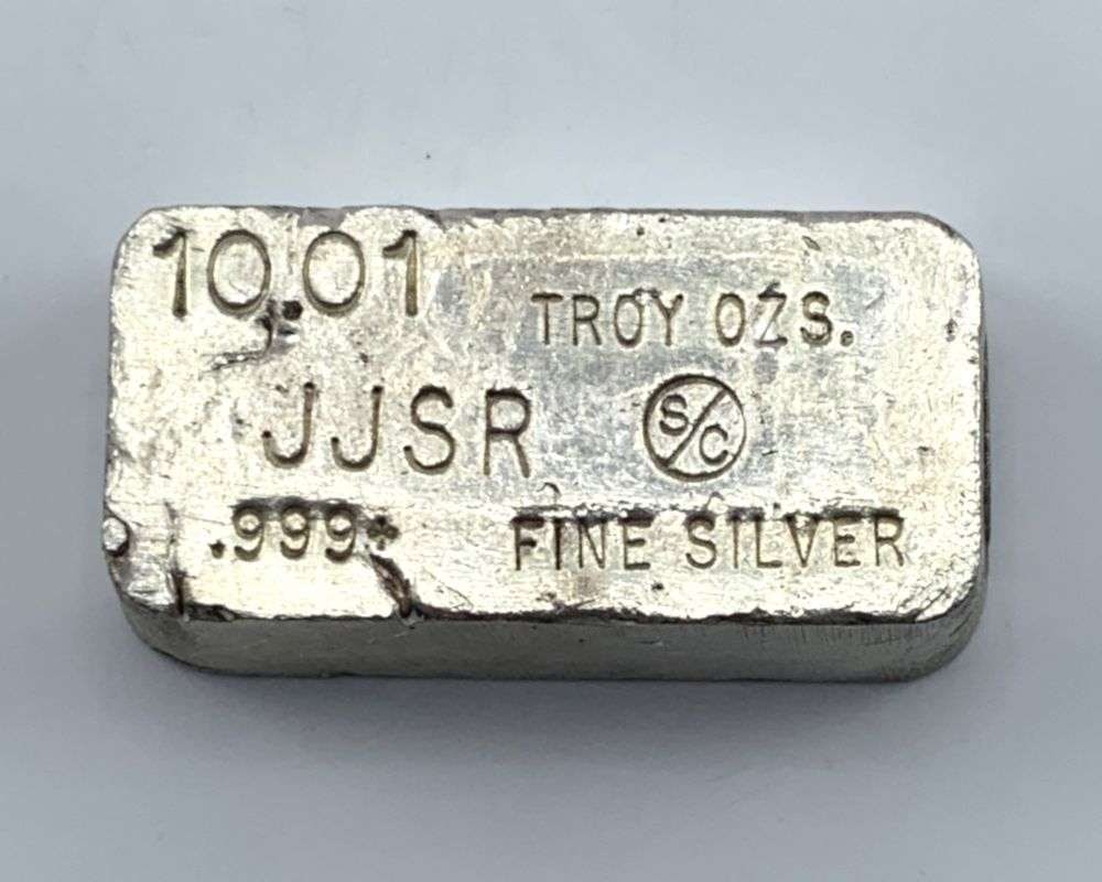 Last Minute! Fresh Vintage JJSR 10.01 ozt .999 Silver Bar: Winner shall receive the exact bar shown here. (MK/LTP)