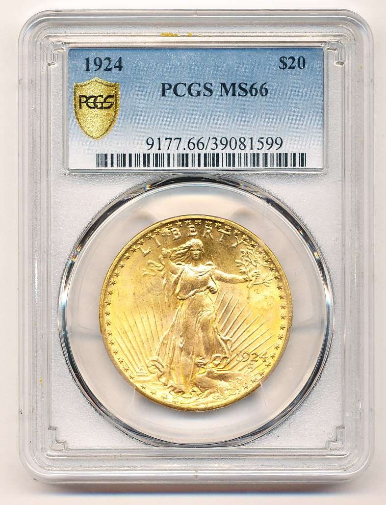 Last Minute! 1924 Gold $20 Saint Gaudens PCGS MS66: Winner shall receive the exact coin shown here. (MK/PUUU)
