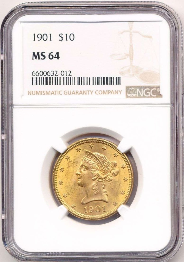 Last Minute Gold! 1901 Gold $10 Liberty Head NGC MS64: Winner shall receive the exact coin shown here. (MR/UBBB)