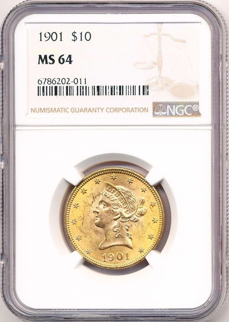 Last Minute Gold! 1901 Gold $10 Liberty Head NGC MS64: Winner shall receive the exact coin shown here. (MR/UBBB)
