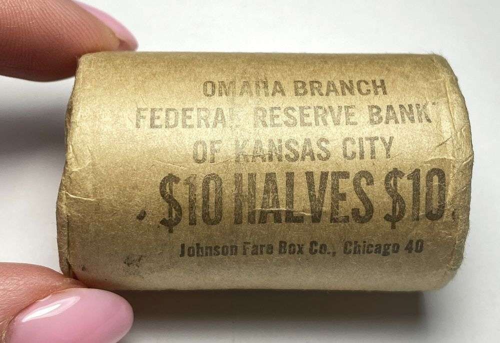 Last Minute! Federal Reserve Bank Wrapped Roll (20) 1964-D JFK Silver Half Dollars: Winner shall receive the exact roll (20-coins) shown here. (RR/B)