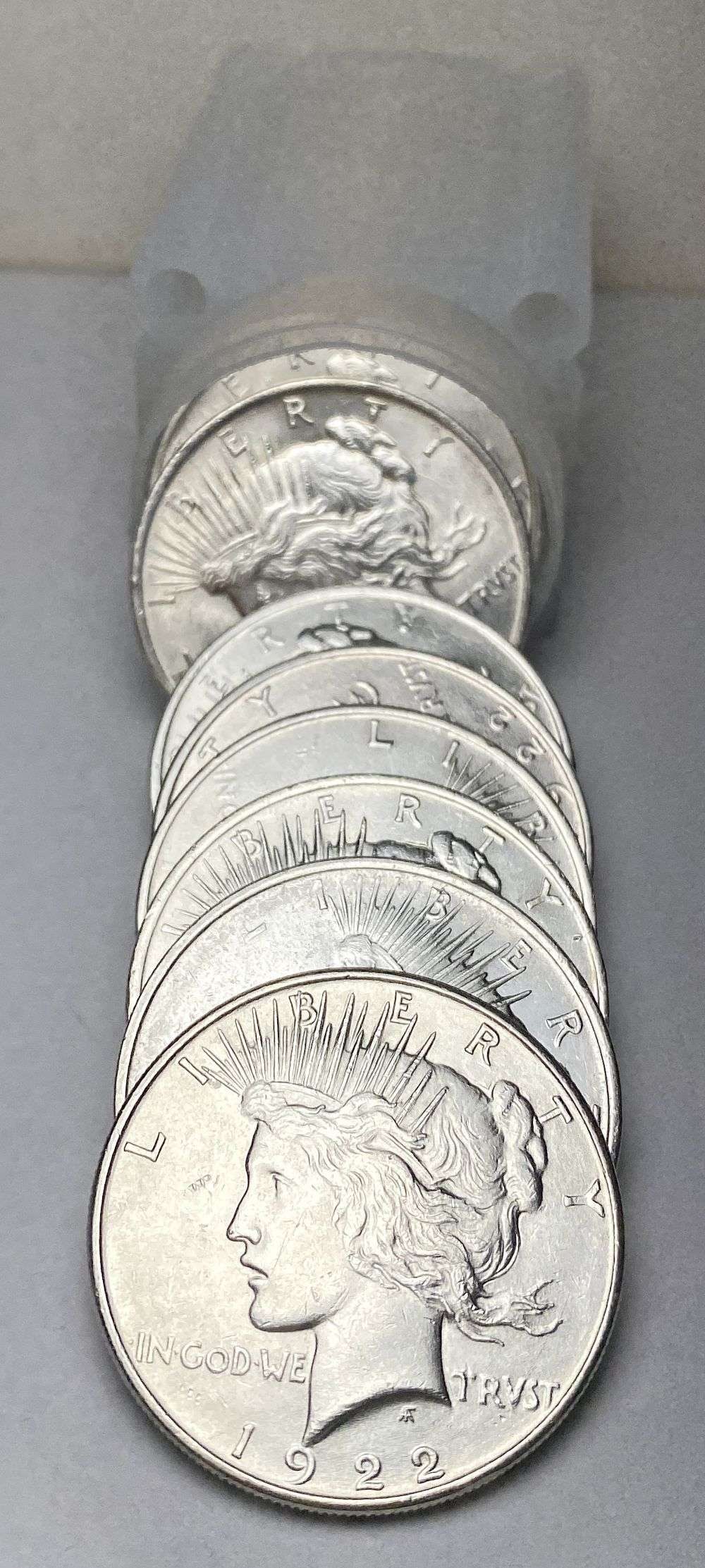 Last Minute! Roll (20) 1922 Peace Silver Dollar BU: Winner shall receive the exact roll (20-coins) shown here. (RR/LUBB)