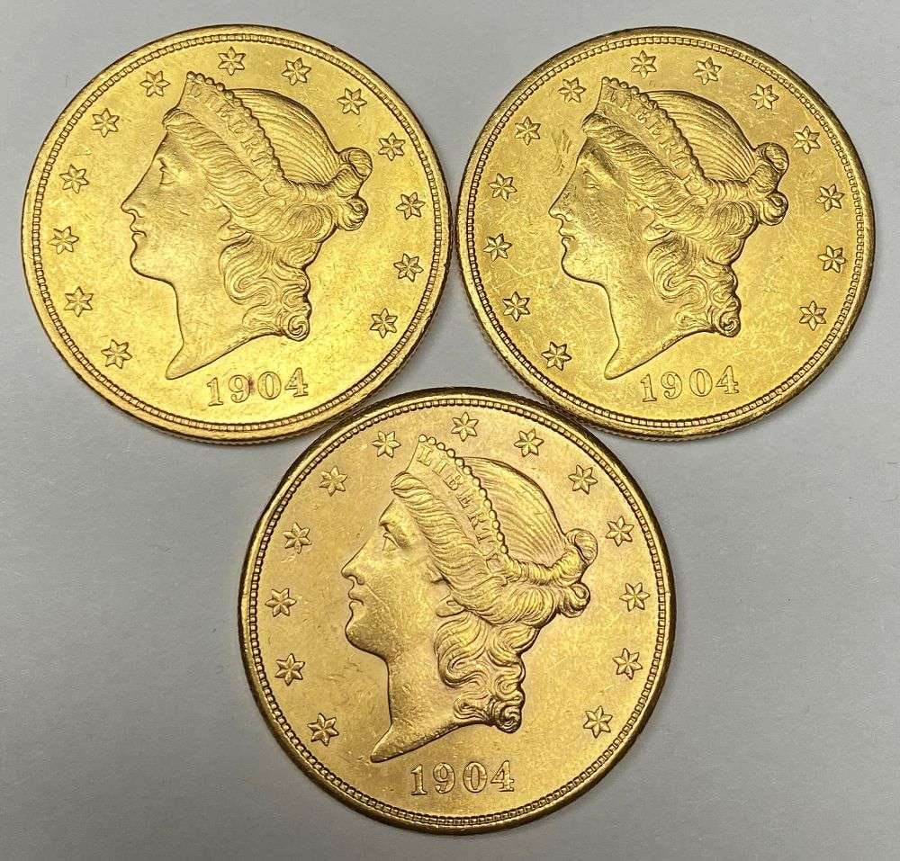 Last Minute! (3) 1904 Gold $20 Liberty Head Average MS63 (1 of 4)