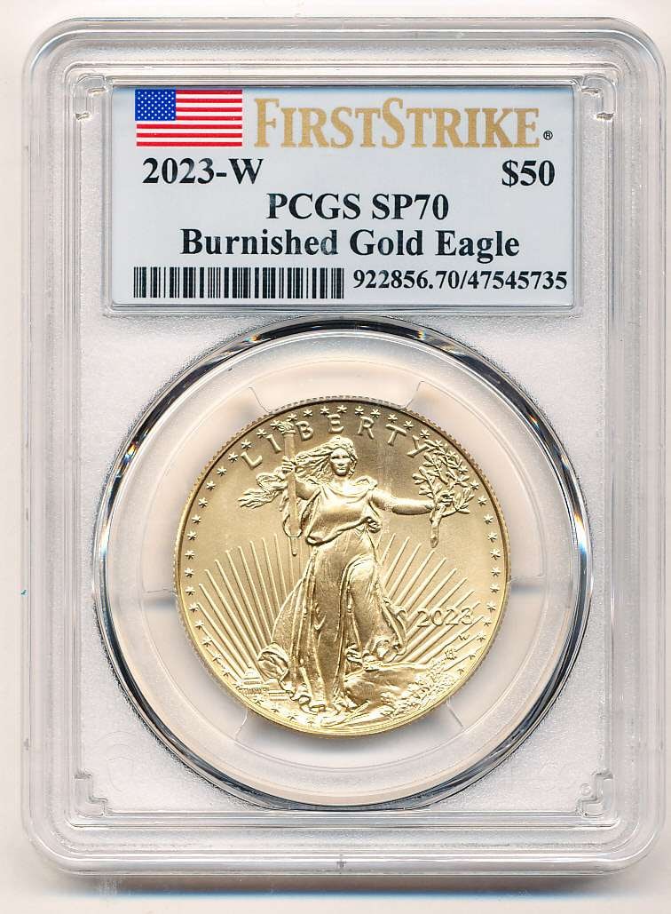 Last Minute! 2023-W Bunished American $50 Gold Eagle 1 ozt Proof PCGS SP70 First Strike: Winner shall receive the exact coin shown here. (MK/POTE)