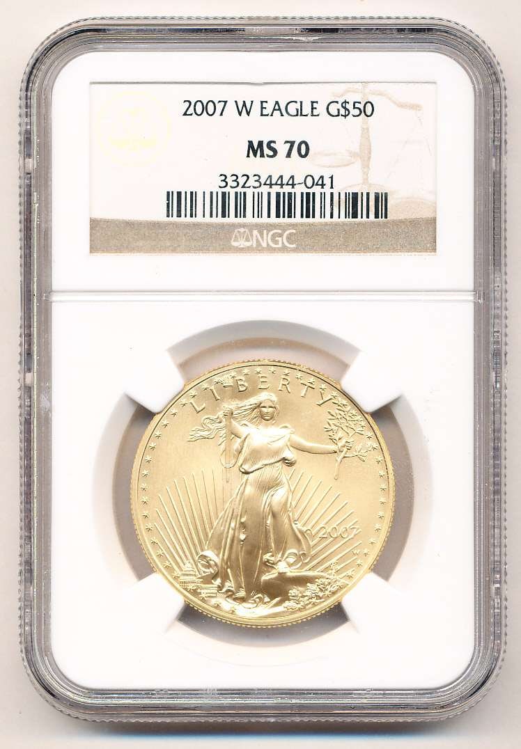 Last Minute! 2007-W American $50 Gold Eagle 1 ozt NGC MS70: Winner shall receive the exact coin shown here. (MK/POTE)