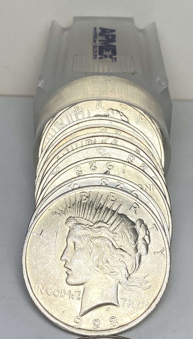Last Minute! Roll (20) 1923 Peace Silver Dollar BU: Winner shall receive exactly the roll (20-coins) shown here. (RR)